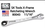 SK Professional Tools 6pt Ratcheting Wrench X-Beam SAE 80043 11/16" 216 Position