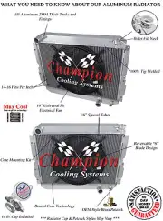 RC Champion 3 Row Radiator W/ 16" Fan for 1981 - 1990 Toyota Land Cruiser FJ65 (for: Toyota)