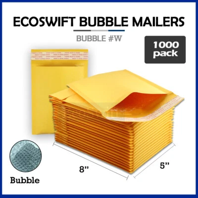 1000 #000 4 x 8 EcoSwift Kraft Bubble Padded Envelopes 5 x 8 X-Wide Mailers Bags