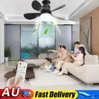 30W Ceiling Fan Light 3 Speeds LED Bulb Ceiling Fan (Black Large Remote) HOT
