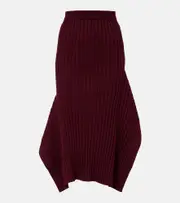 [Stella McCartney] Stella McCartney Asymmetric ribbed-knit midi skirt AU 6 burgundy
