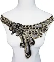 Lace Applique，Embroidered Appliques， Embroidered Flower Lace Neckline Patch Neck Collar Trim Clothes Sewing Applique Dress Embellishment Cloth Fabric