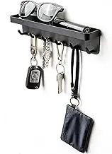 Metal Key Holder, Modern Key Hangers with 6 Hooks, Self Adhesive or Drilling 2 Ways Installation Wall Key Rack, Wall Mounted for Living Room, Kitchen, Office