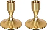 Candlestick Holder Metal, 2Pcs Gold Candle Stick Holder for Table Centerpiece, Wedding Reception, Festive Christmas Mantel Decoration or Home Decor