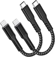 [AHGEIIY] iPhone Fast Charger USB C to Lightning Cable [2Pack, 0.2M], Apple MFi Certified USB C to Lightning PD 20W Fast Charging Cable for iPhone 14 Pro Max/14 Plus/13/12/11 Mini, iPad 9, AirPods Pro