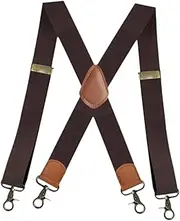 [yuksok] Men Suspender 1.4 inch Wide with 4 Swivel Hook Clips for Costume Party Wedding