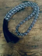 Gray Crystal Bead Garland with Black Jute Tassels - Elegant Home Decor