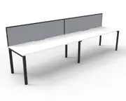 RAPIDLINE DELUXE PROFILE LEG WORKSTATION With Screen 2 Person Single Sided W1200 x D750 x H730mm (per user) White Top Black Frame