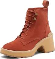 NIB SOREL Women's Hi-Line Heel Lace Boot in Warp Red, Tawny Buff