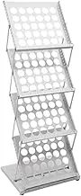 Magazine Rack Standing Foldable Magazine Stand 4-Tier Brochure Display Rack Floor Standing Modern Iron A3 Book Shelf Brochure Display Stand(White)