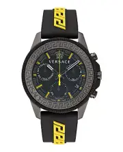 Versace Mens Greca Action Chrono IP Gunmetal 45mm Strap Fashion Watch