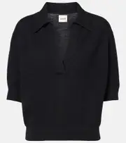 [Khaite] Khaite Shrunked Jo cashmere-blend polo sweater AU 12 black