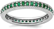 [JewelryWeb] 925 Sterling Silver Prong set Stackable Polished Created Emerald Eternity Ring-Eternity-Ring for Women