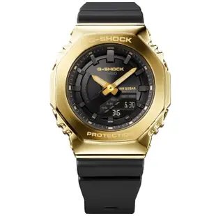 【CASIO 卡西歐】G-SHOCK WOMEN 農家橡樹 時尚黑金八角雙顯腕錶 母親節 禮物(GM-S2100GB-1A)