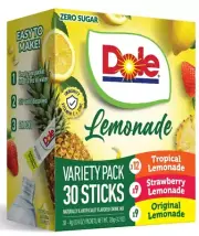Dole Lemonade Variety Drink Mix Tropical & Classic & Strawberry Zero Sugar 30-CT