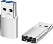 USB A Male to USB C Female OTG Adapter (3 Pack),USB 3.2 GEN2 10Gbps One-Sided High-Speed Data PD60W Fast Charging For PC,Laptop,Charger,Power Bank,AiSiHelper,iphone,Samsung S24 23 22,Carplay,Earphones