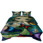 Colorful Fantasy Mermaid with Butterflies Coverlet
