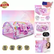 Large Unicorn Princess Tent with String Lights - Ideal for Indoor & Outdoor Fun