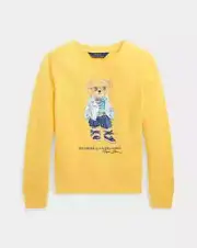 Polo Ralph Lauren Girls Polo Bear Fleece Sweatshirt size L Chrome Yellow NWT