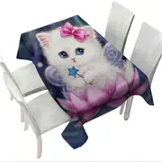 Cats Art Pink Lotus Fairy Kitten Tablecloth