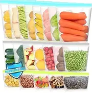 Reusable Freezer Bags Dishwasher Microwave Safe, Stand Up Silicone and BPA Free Reusable Sandwich Bags, Leakproof Reusable Food Storage Bags for Meal Prep - 20 Gallon (20packs)