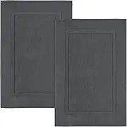 Utopia Towels Cotton Banded Bath Mats, Grey, [Not a Bathroom Rug], 21 x 34 Inches, 100% Ring Spun Cotton - Highly Absorbent and Machine Washable Shower Bathroom Floor Mat (Pack of 2)