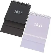 STOBOK 2021 Mini Desk Calendar Set of 2 Stylish Calendar Home Accessory Paperboard Bracket Elegant and Portable