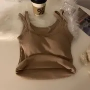 Strappy Plain Camisole Top Khaki - One Size