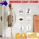 175CM Adjustable Wooden Stability Coat Rack Tree Hook Coats Hat Handbags Bedroom