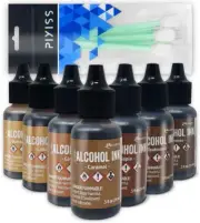 7 Shades of Brown Alcohol Inks - Tim Holtz Ink Set with Blending Accessories