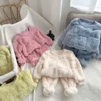 在飛比找蝦皮商城精選優惠-兒童保暖睡衣 法蘭絨睡衣 刷毛家居服 童裝加厚寶寶睡衣 法蘭