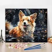 TISHIRON Paint by Numbers Kits for Adults-Cute Dog Adult Paint by Numbers for Beginner- Paint by Number Kits on Canvas DIY Easy Acrylic Painting by Number for Office Home Room Wall Decor Gift 16"x20"