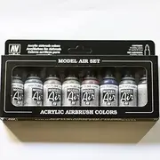 Vallejo 71176 Model Air Metallic Colors 8 Colour Acrylic Airbrush Paint Set