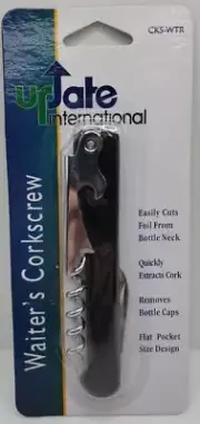 Update International Hand-Held Deluxe Waiter's Corkscrew, Black. New