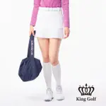 【KING GOLF】千鳥格壓紋拼接魚尾運動短裙(白色)