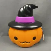 Pumpkin Wearing Witch Hat Halloween Light Up Blow Mold 6 Inches New NWT