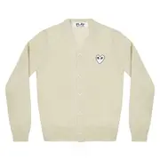 [COMME des GARCONS PLAY] White Emblem Cardigan