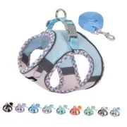 No Pull Dog Harness and Leash Set, Step in S(Chest: 13.5 - 16") Blue-Pink