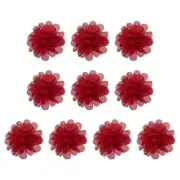 10Pcs 2.8" Chiffon Flowers Fabric Flower Sewing Fabric Appliques Red