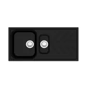 Beethoven D150 Granite Kitchen Sink - 1000 x 500mm 1 + 1/4 Bowl with Drainer - Deep Black - Top/Under Mount