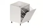 Satin White Floor Kitchen Cabinet, Corner Cabinet, Pullout Basket, CabinetHamper