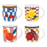 4pc Porto Valentina Porcelain Mugs Drinking Tea/Coffee Cup 300ml Assorted