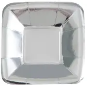 Metallic Silver Square Plate