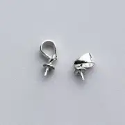 Sterling Silver Pendant Slide Pinch Bail Peg Connector w/ Bead Cap