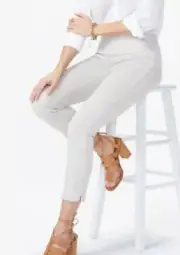 Alina NYDJ Skinny Ankle Pull-On Jeans Feather Endless White Style MFOZ12Sz 6L