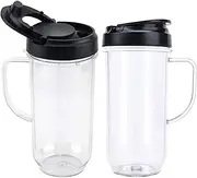 22oz Tall Cup with Flip Top To-Go Lid Replacement Part Cup Mug with handle Compatible with 250w MB1001 Magic Bullet Mugs & Cups Blender Juicer Mixer, 2 Pack