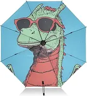 [PDZRMY] UV Protection Travel Umbrella Dragon Glasses Funny Compact for Rain and Sun - Auto Open and Close UPF 50+ Windproof Portable 46” Sun Umbrella for Women and Men