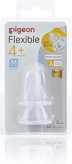 Pigeon Flexible Peristaltic Slim Neck Teat for 4+ Months Babies, (M), BPA & BPS-Free, 2-Pack