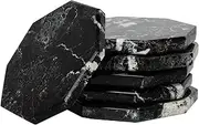 Radicaln Marble Coaster Plates Star 3.5" Inches Black Handmade Coasters for Table Décor Coaster Set of 6 & Coaster for Drink Coaster Set Kitchen Caddy Drinkware
