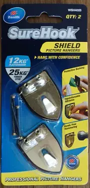 Zenith 12 / 25kg SureHook Shield Picture Hanger Hook Pack of 2 Professional